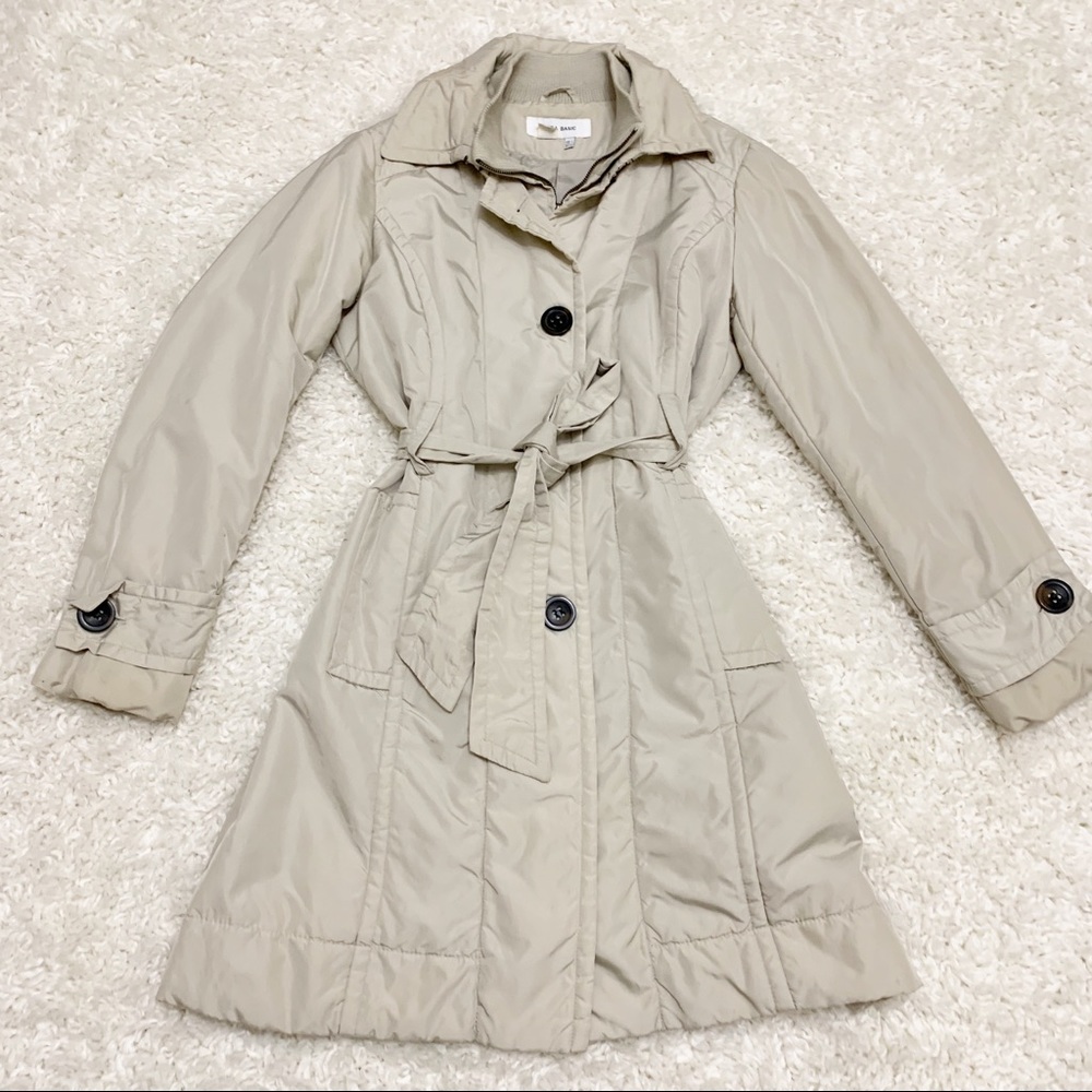 Zara Women's Long Puffer Trench Coat with Belt